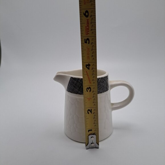 Syracuse China Syralite Textured White Creamer Black Accent Design Vintage - Picture 2 of 7